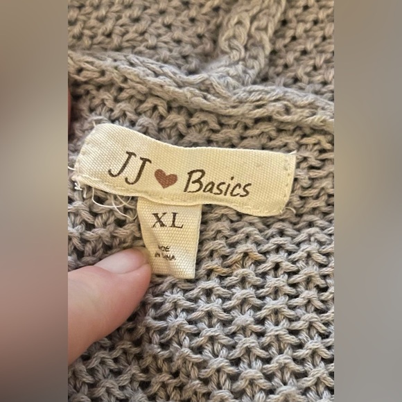 JJ Basics Women’s XL Knit Cardigan Sweater Gray Cotton Blend - Picture 3 of 4